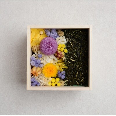 【お花とお茶葉のアレンジメント】茶和花(源氏物語)イエロー4寸