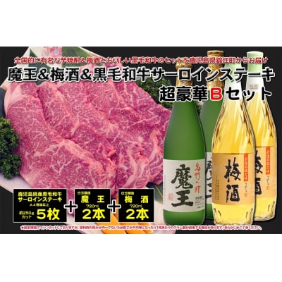 【6ヶ月定期便】鹿児島黒牛サーロインステーキ&魔王&梅酒　Bセット(TK-134-1)