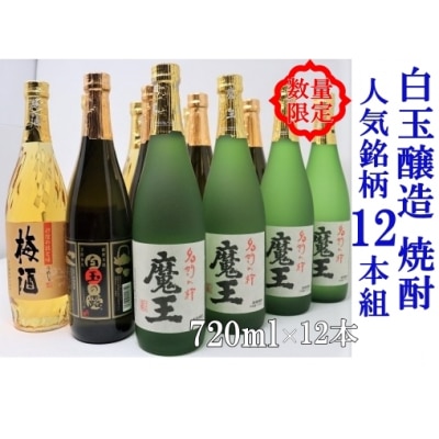 【数量限定】白玉醸造　魔王4本入り　人気銘柄12本セット(4合瓶) 6008-3
