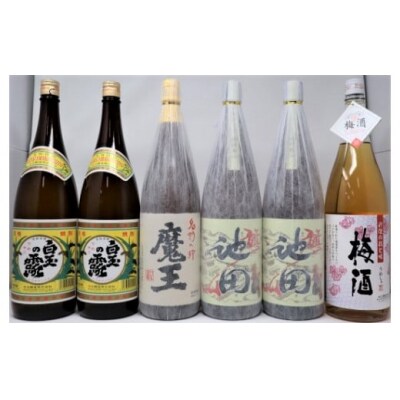 魔王・【池田旗山】・白玉の露 ・梅酒　焼酎一升瓶 6本セット(No.5056-2)