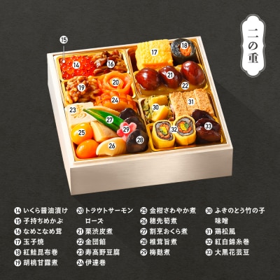 【12月31日配送】和風 おせち 紅花 三段重 47品 3〜4人前 冷蔵 赤坂あじさい監修