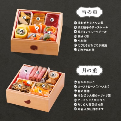 【12月30日配送】おせち 和風 冷凍 招福 赤坂あじさい 変則五の重 あわび ローストビーフ