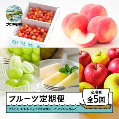 フルーツ 定期便 全5回 さくらんぼ もも 白桃 ぶどう 洋梨 りんご ns-ft5xx-s