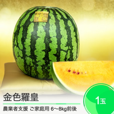 すいか 訳あり ご家庭用 大玉 金色羅皇 約6〜8kg前後 1玉 2025年産 令和7年産