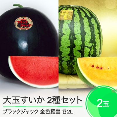 すいか 大玉スイカ 2玉 ブラックジャック 金色羅皇 食べ比べ 2025年産 令和7年産 山形県産