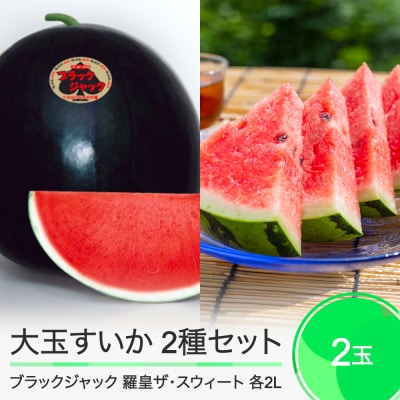 すいか 大玉スイカ 2玉 ブラックジャック 羅皇ザ・スウィート 食べ比べ 2025年産 令和7年産