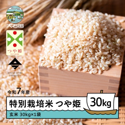 新米 米 令和7年産 米 つや姫 30㎏ 大石田町産 特別栽培米 玄米 ks-tsgxa30