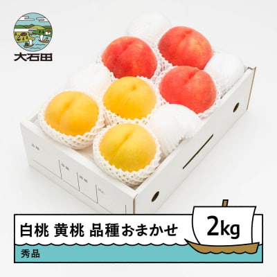 【先行予約】白桃&有袋黄桃 秀品 品種おまかせ 約2kg 化粧箱入 2026年産 ns-mohot2