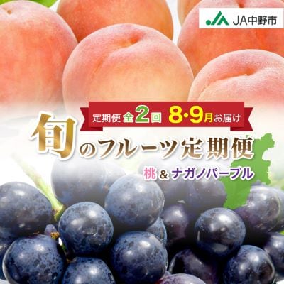 【発送月固定定期便】JA中野市　糖度13度保証の桃2.1kg以上とナガノパープル800g以上全2回