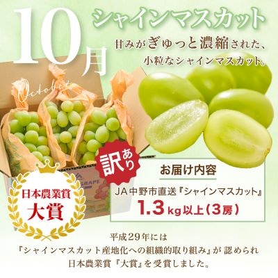 【発送月固定定期便】訳あり桃2.1kg(8月)・訳ありシャインマスカット1.3kg(10月)全2回