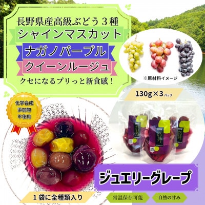 【長野県産】ジュエリーグレープ〔3パック〕〔高級ぶどう3種使用〕〔化学合成添加物・砂糖不使用〕