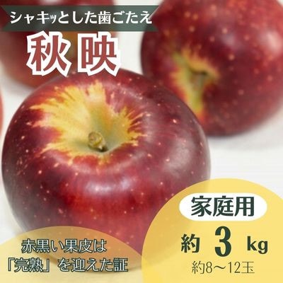 りんご 秋映 約3kg 家庭用(8玉～12玉)