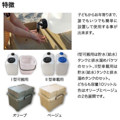 簡易洗面台RESCUBE(レスキューブ)I型可搬用　色:ベージュ【発送:2025年8月～】