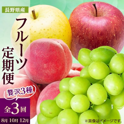 【発送月固定定期便】2025年発送 長野の果物 桃+シャインマスカット+りんご詰め合わせ全3回