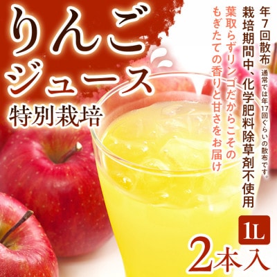【葉とらずりんごのやさしい甘さ】りんごジュース(1L) 2本入り  1セット