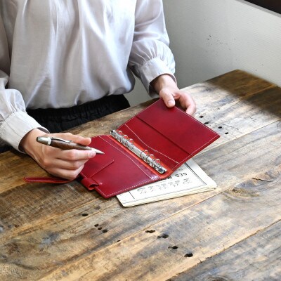 本革バイブルサイズシステム手帳 15mmリング【コニャック(琥珀色)】