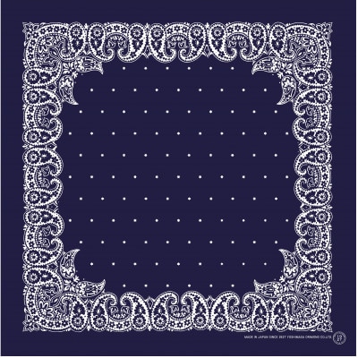 浜ちりめんシルク100%の洗濯機でも洗えるシルクスカーフ(70×70)Navy-ペイズリー柄