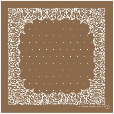 浜ちりめんシルク100%の洗濯機でも洗えるシルクスカーフ(70×70)Brown-ペイズリー柄