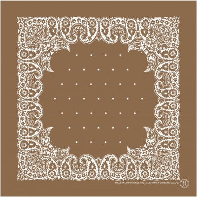 浜ちりめんシルク100%の洗濯機でも洗えるシルクスカーフ(53×53)Brown-ペイズリー柄