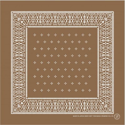 浜ちりめんシルク100%の洗濯機でも洗えるシルクスカーフ(53×53)BROWN-クロス柄