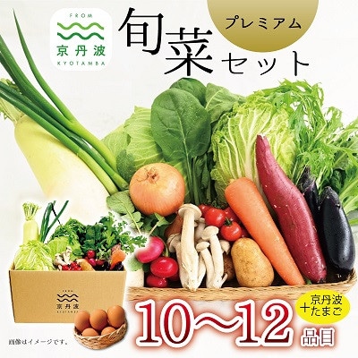 【毎月定期便】京丹波 旬菜セット プレミアム 10～12品目 卵付き全12回