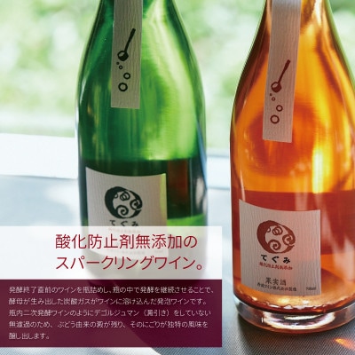 丹波ワイン 酸化防止剤無添加スパークリング てぐみ ロゼ・白セット
