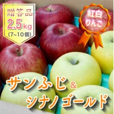 【先行受付】丘の上ファーム原農園の「サンふじ&シナノゴールド」贈答品7-10玉(約2.5kg)