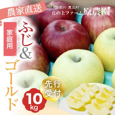 【丘の上ファーム】食べ比べ「サンふじ&シナノゴールド」家庭用10kg　2025年12月発送