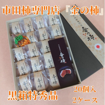 【先行受付】【市田柿専門店　金の柿】黒箱「特秀品」2Lサイズ20個入り 2箱セット