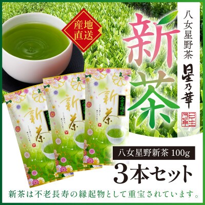 新茶　八女星野茶　100g×3本(鞍手町)