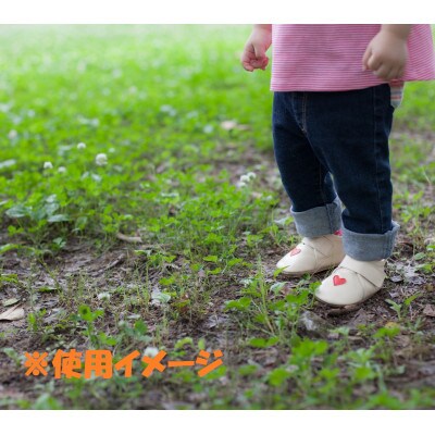 やわらか革のファーストシューズ　ベビーシューズ[NONO/ノノ]　ハートクリーム(13.5cm)