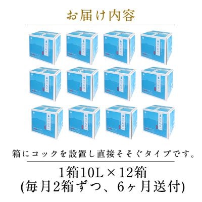 ＜定期便・全6回＞関平鉱泉水10L×2箱ずつお届け(計12箱)【関平鉱泉所】K-493