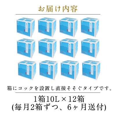 <定期便・全6回>関平鉱泉水10L×2箱ずつ(計12箱)【関平鉱泉所】K-493