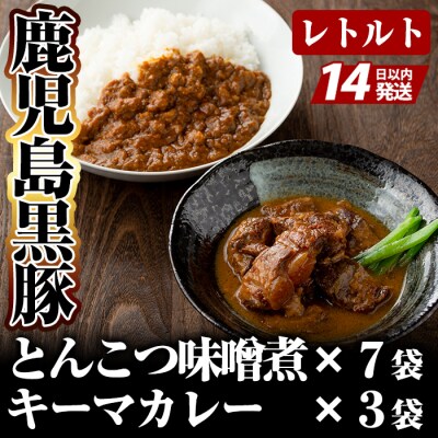鹿児島黒豚とんこつみそ煮と鹿児島黒豚なんこつキーマカレーセット【富士食品】　C-076 