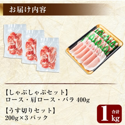 <年内発送>鹿児島黒豚しゃぶしゃぶ&うす切りセット(計1kg)【米平バークシャ】　A-177 　