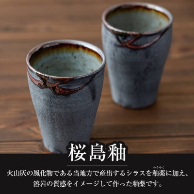 桜島釉 フリーカップ2個セット!【紅葉窯】　A-189 