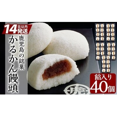 鹿児島の銘菓かるかん饅頭(餡入り)(8個入り×5箱 計40個)【徳重製菓とらや】　B-134 