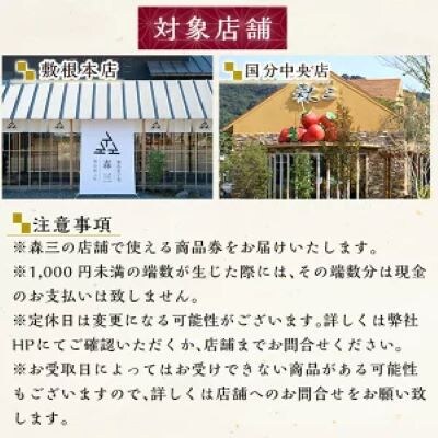 森三クーポン券3枚セット(3,000円分)【森三】A0-279 