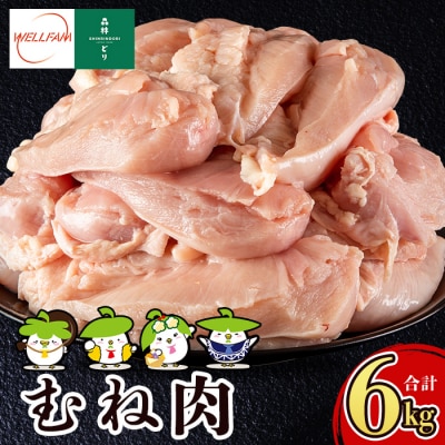 森林どり むね肉(2kg×3袋・計6kg)【ウェルファムフーズ】A0-272