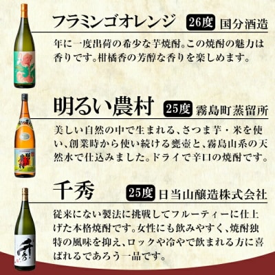《数量限定》鹿児島本格芋焼酎各1800ml 6本飲み比べギフトセット【赤塚屋百貨店】　P1-040 