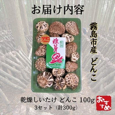  特選!どんこ椎茸(100g×3個) 【かごジン】　A8-015