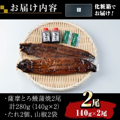 薩摩とろ鰻蒲焼(計280g:140g×2尾)【株式会社志】　K-040 