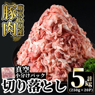鹿児島県産豚肉切り落とし真空小分け計5kg(250g×20P)【肉の豊楽】A5-033-D