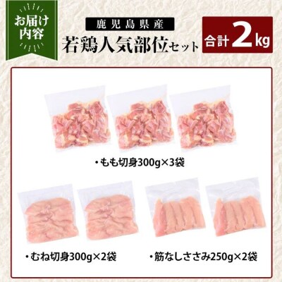 鹿児島県産 若鶏人気部位セット(合計2kgセット)【TRINITY】K-214-A