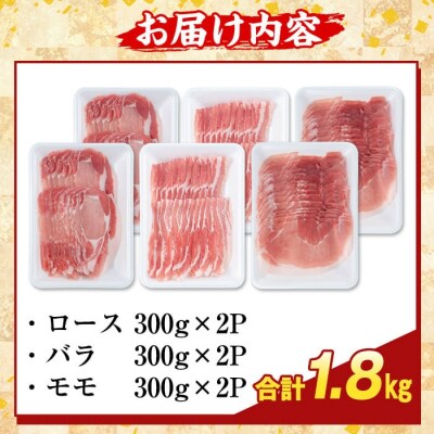 かごしま味わい黒豚しゃぶしゃぶ3種食べ比べ(合計1.8kg)【ふるさと産直バザール】 K-361-B