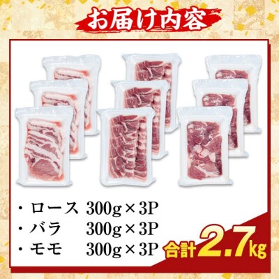 かごしま味わい黒豚 さつま焼肉コース(合計2.7kg)【ふるさと産直バザール】K-367-C