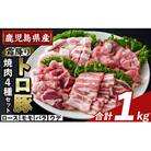 鹿児島県産霜降りトロ豚 焼肉用バラエティセット(合計1kg)【ふるさと産直バザール】K-379-A