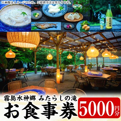 霧島水神卿みたらしの滝 お食事券(5,000円)【はやと離宮】K-262-B 