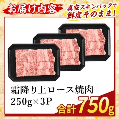 鹿児島県産A5等級黒毛和牛 霜降り上ロース焼肉(計750g)【ふるさと産直バザール】K-482-C