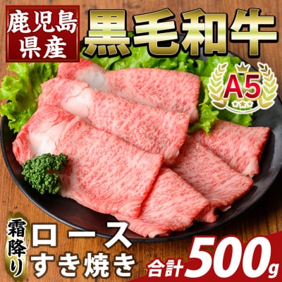 鹿児島県産A5等級黒毛和牛 霜降りロースすき焼き(計500g)【ふるさと産直バザール】K-480-B